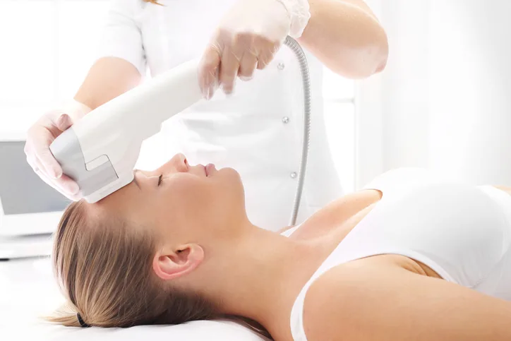 Woman with naturally lifted, tightened skin